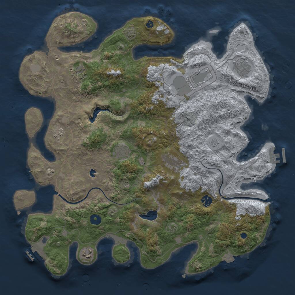 Rust Map: Procedural Map, Size: 4000, Seed: 4364, 14 Monuments