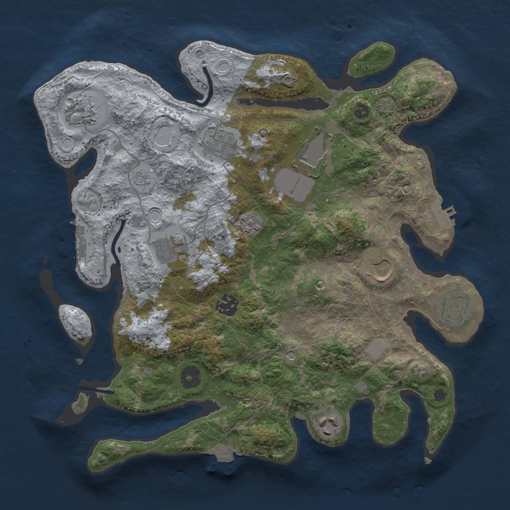 Rust Map: Procedural Map, Size: 3500, Seed: 9911, 17 Monuments