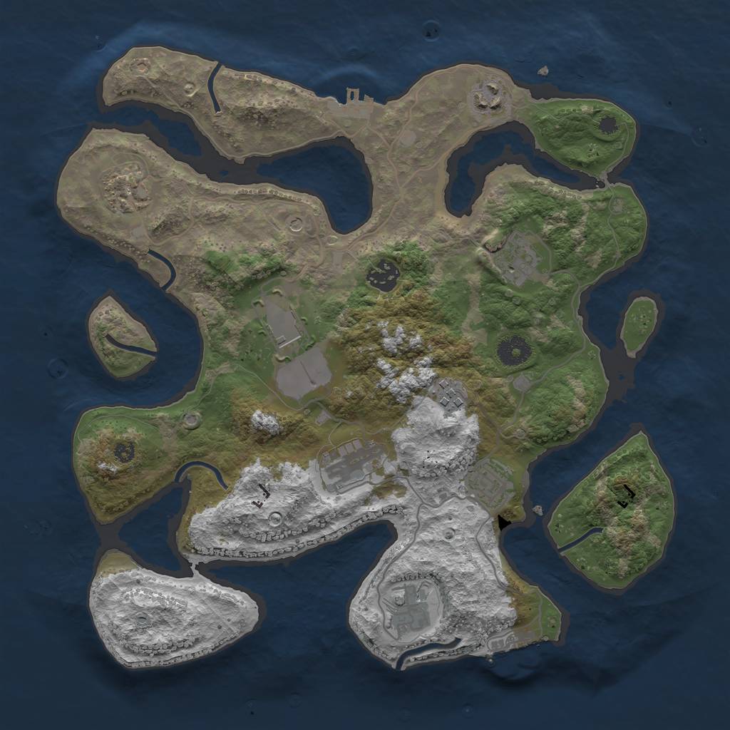 Rust Map: Procedural Map, Size: 3500, Seed: 8624, 14 Monuments