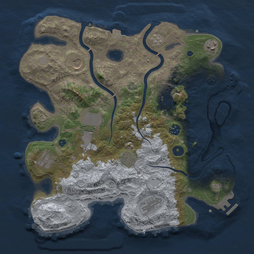 Rust Map: Procedural Map, Size: 3500, Seed: 8624, 15 Monuments