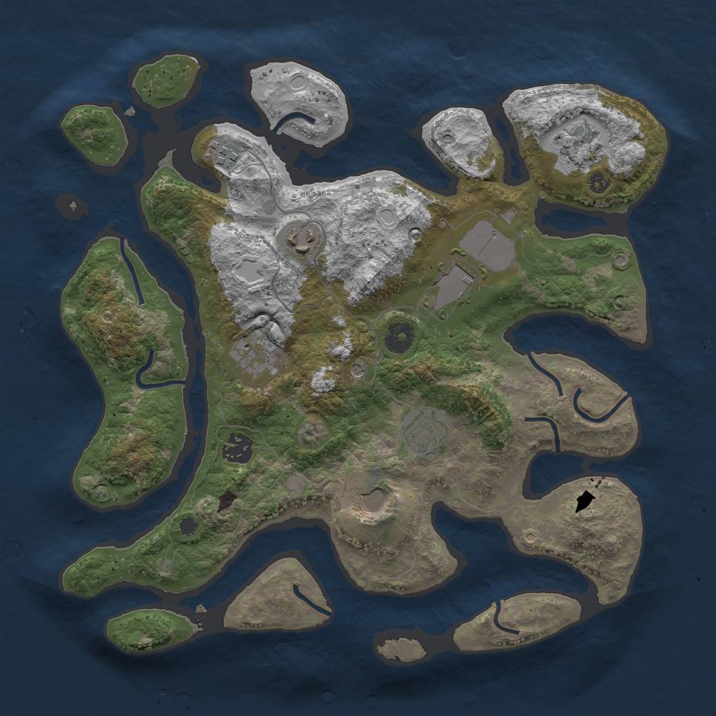 Rust Map: Procedural Map, Size: 3500, Seed: 84128951, 17 Monuments