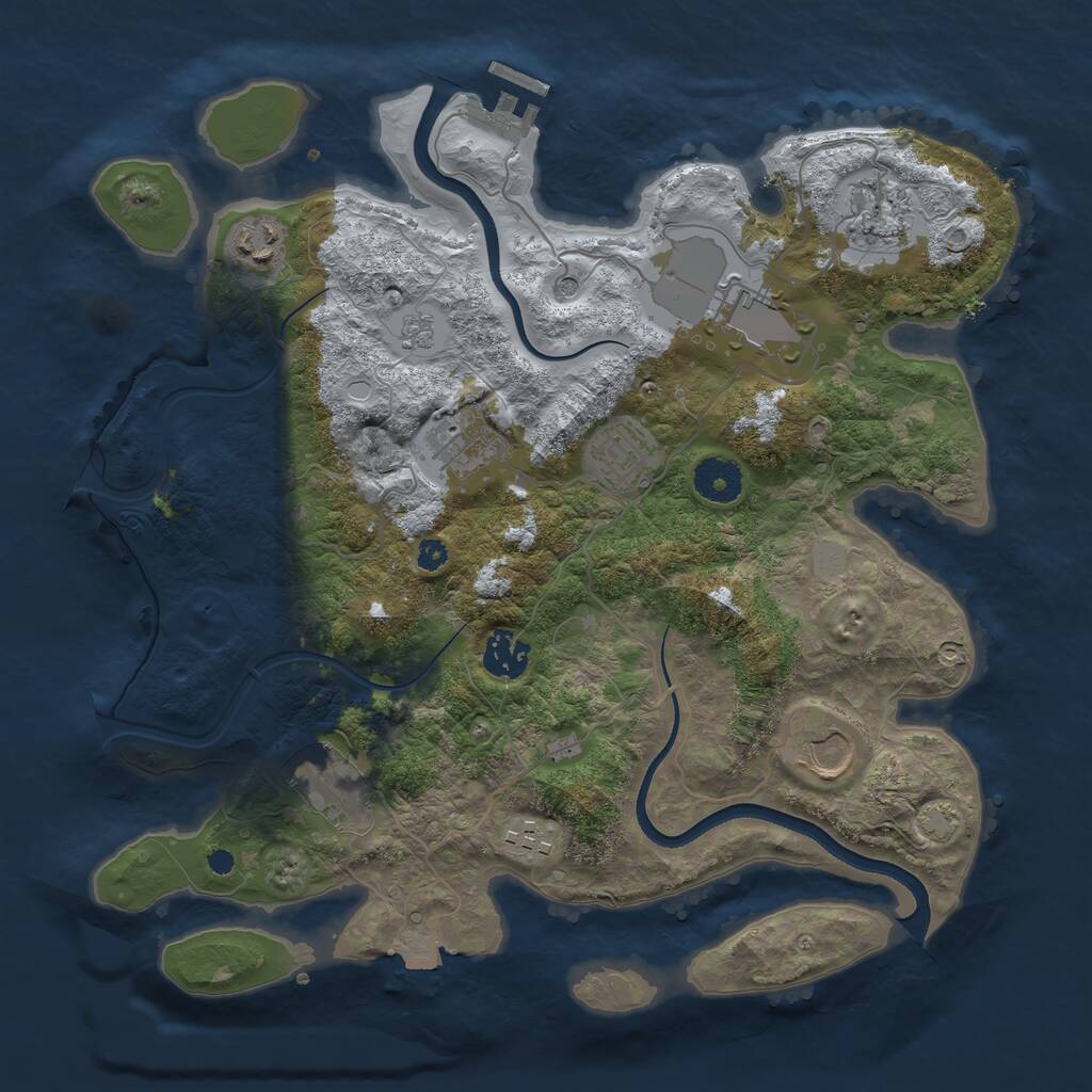 Rust Map: Procedural Map, Size: 3500, Seed: 84128951, 14 Monuments
