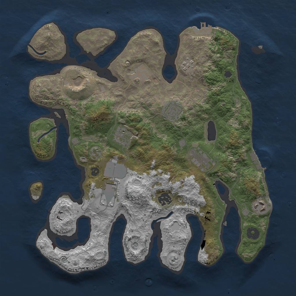 Rust Map: Procedural Map, Size: 3500, Seed: 742022, 17 Monuments