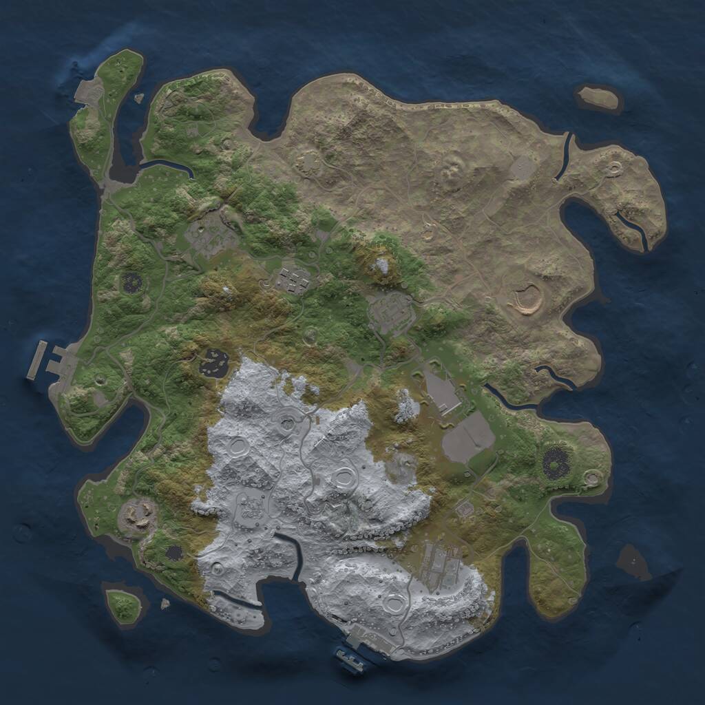 Rust Map: Procedural Map, Size: 3500, Seed: 488979, 14 Monuments