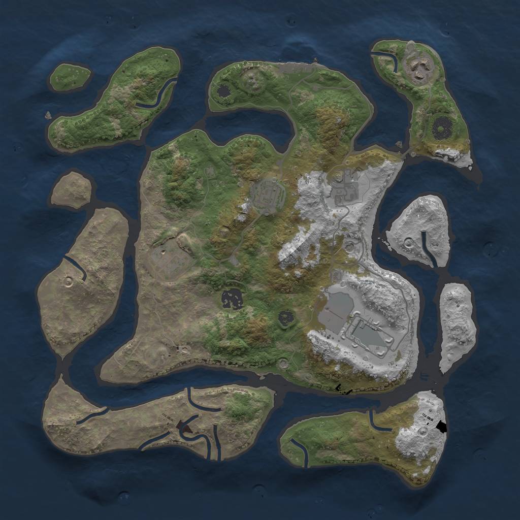 Rust Map: Procedural Map, Size: 3500, Seed: 688075, 10 Monuments