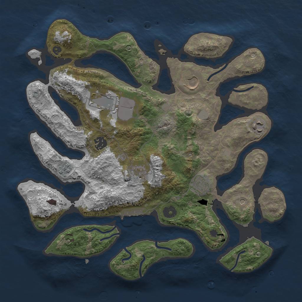 Rust Map: Procedural Map, Size: 3500, Seed: 95535462, 14 Monuments