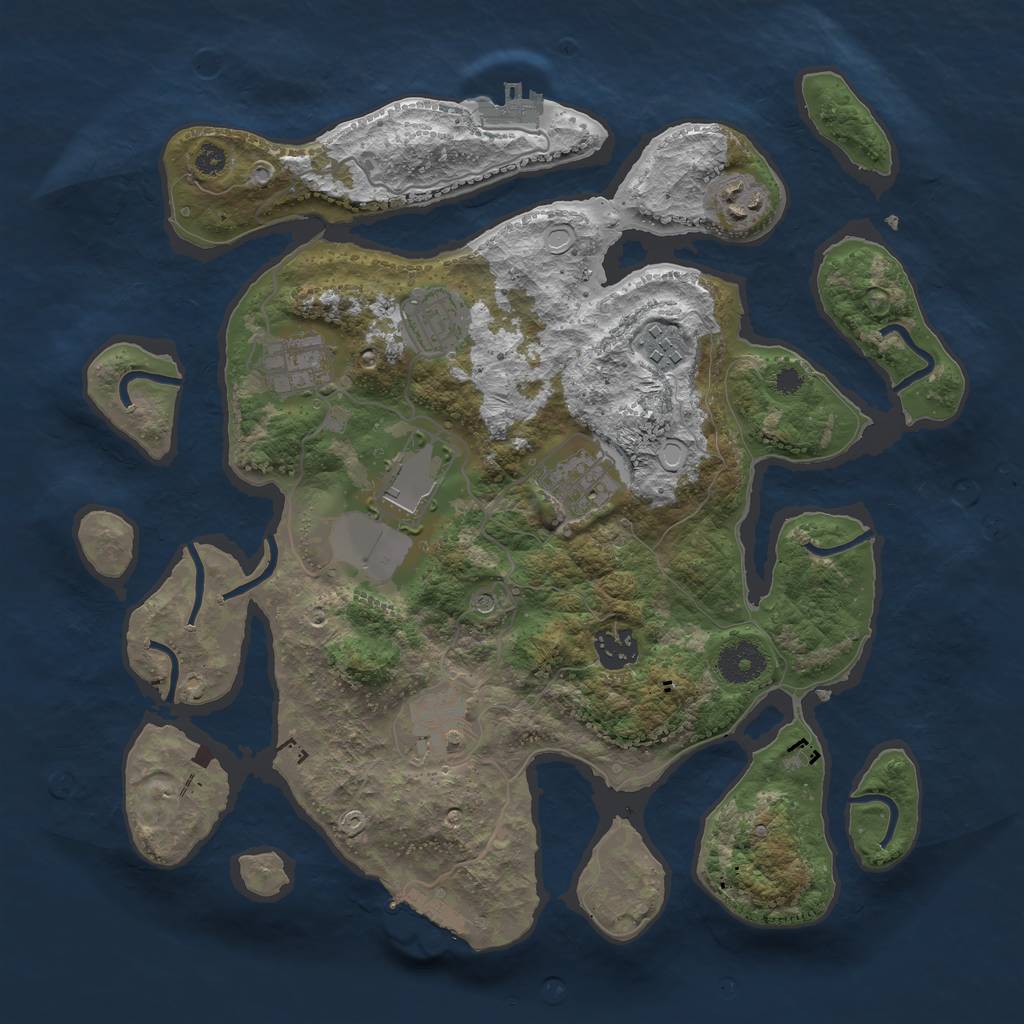 Rust Map: Procedural Map, Size: 3500, Seed: 643511707, 19 Monuments