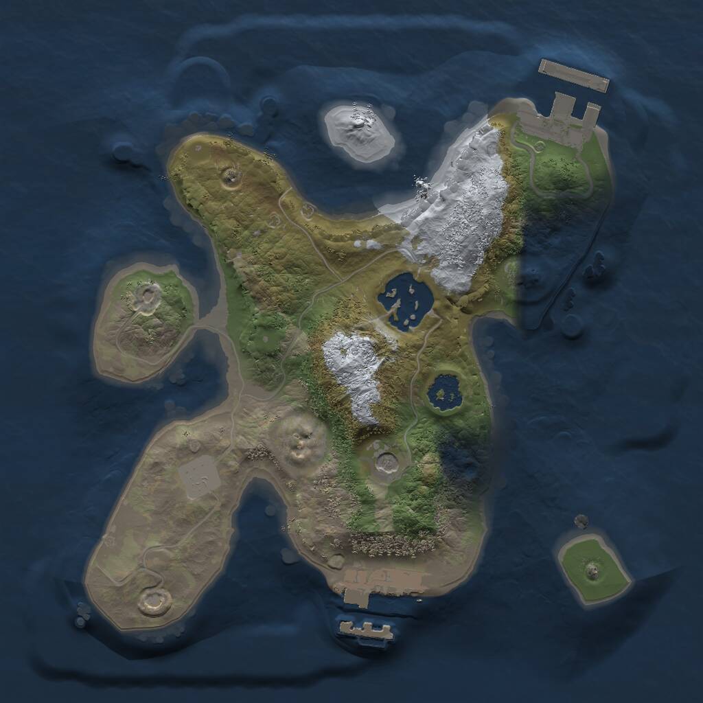 Rust Map: Procedural Map, Size: 2000, Seed: 27486274, 5 Monuments