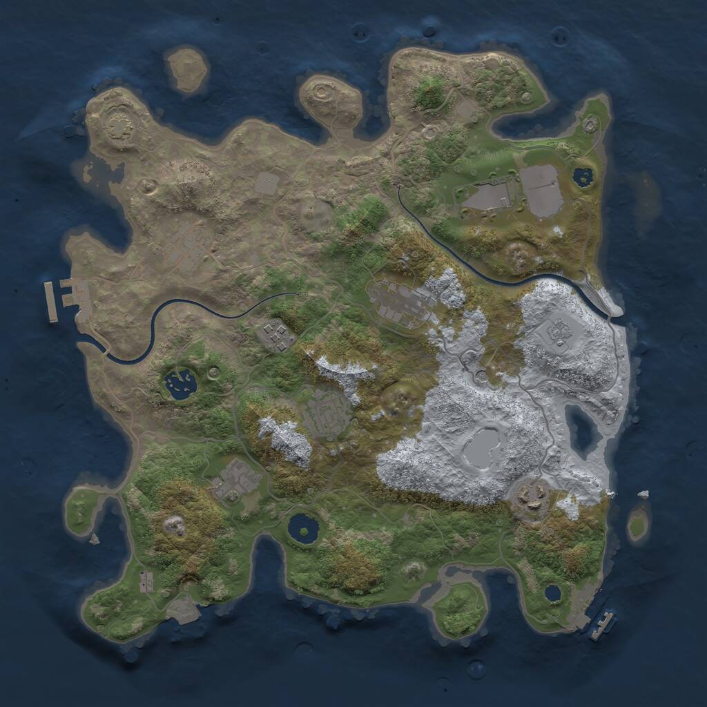 Rust Map: Procedural Map, Size: 3500, Seed: 368223, 14 Monuments