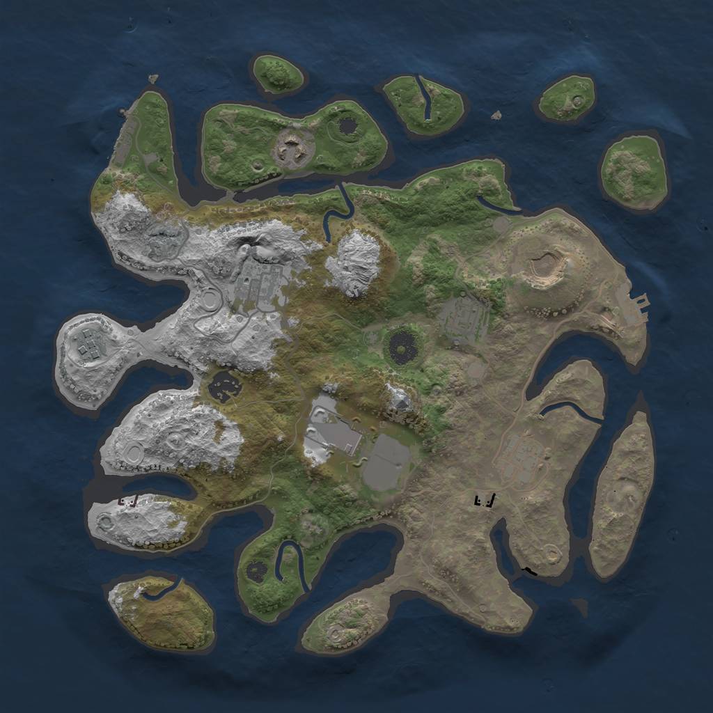 Rust Map: Procedural Map, Size: 3500, Seed: 451879, 18 Monuments