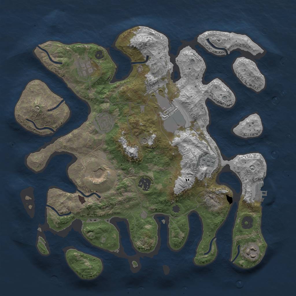 Rust Map: Procedural Map, Size: 3500, Seed: 547336, 11 Monuments