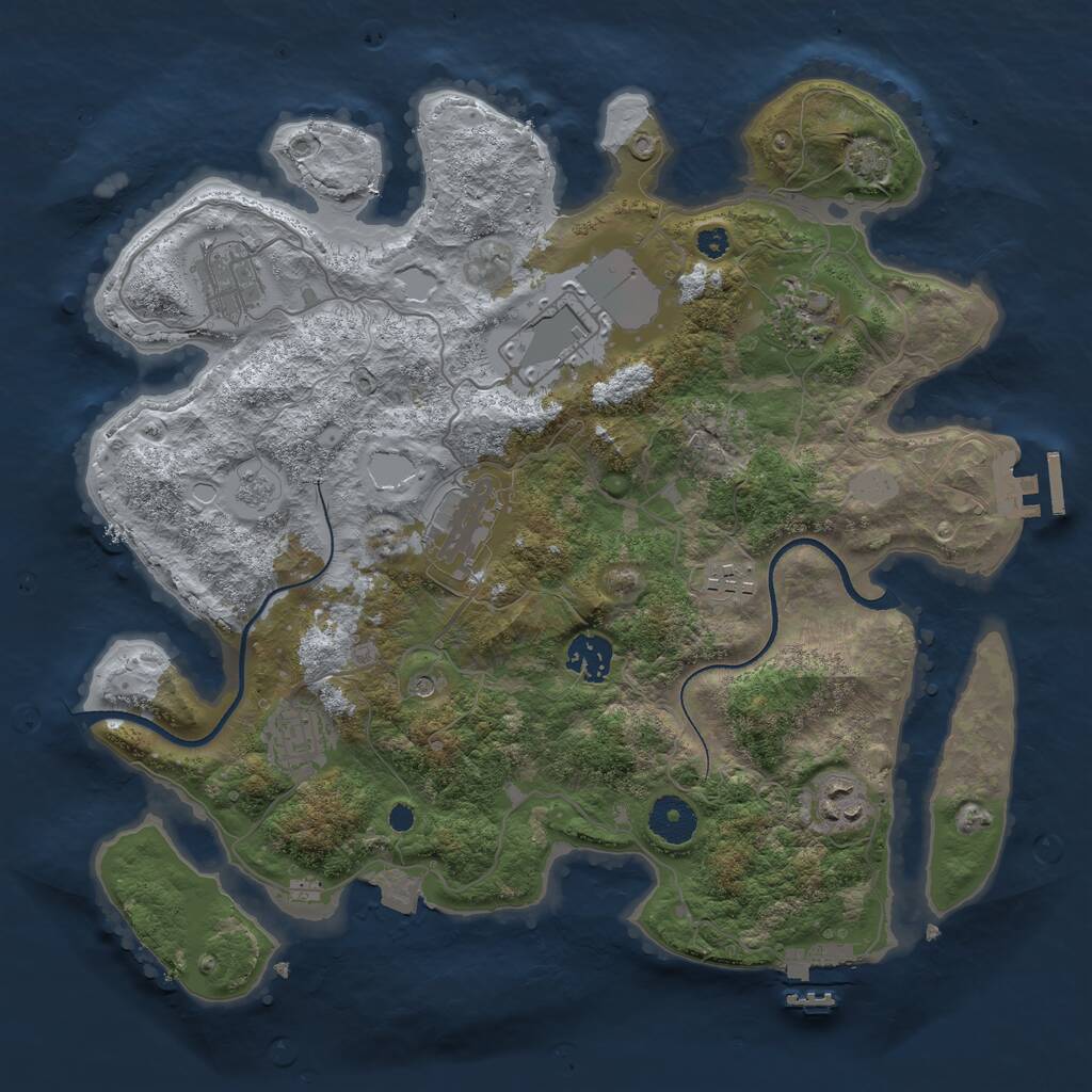 Rust Map: Procedural Map, Size: 3500, Seed: 9949391, 14 Monuments