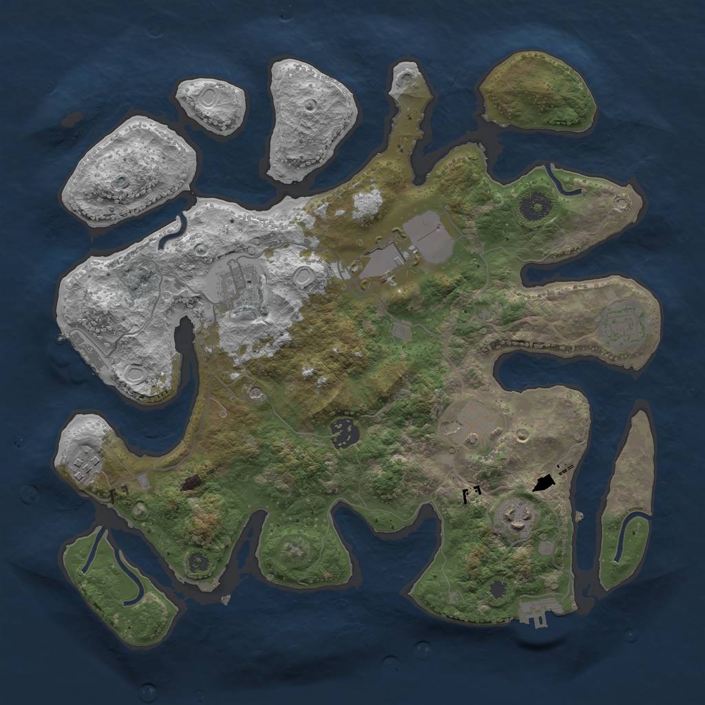 Rust Map: Procedural Map, Size: 3500, Seed: 9949391, 18 Monuments