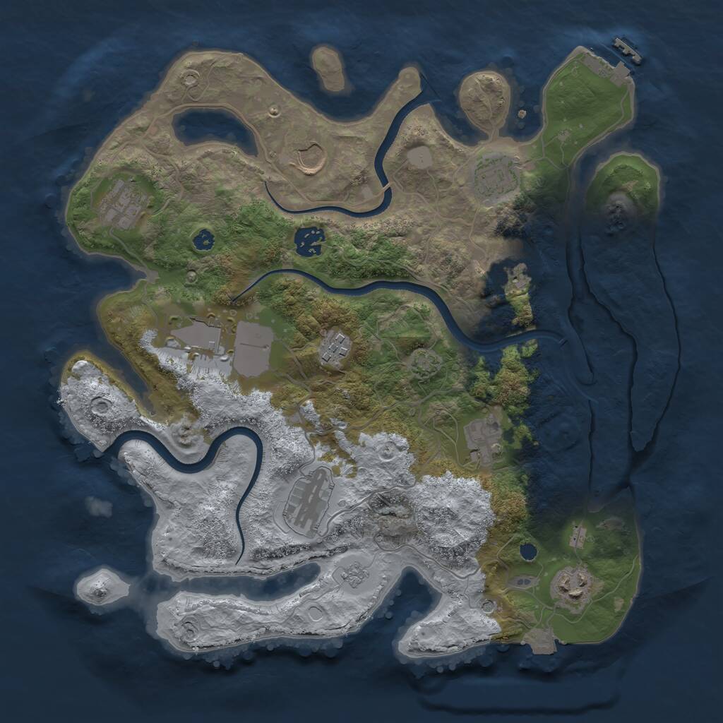 Rust Map: Procedural Map, Size: 3500, Seed: 129490, 15 Monuments