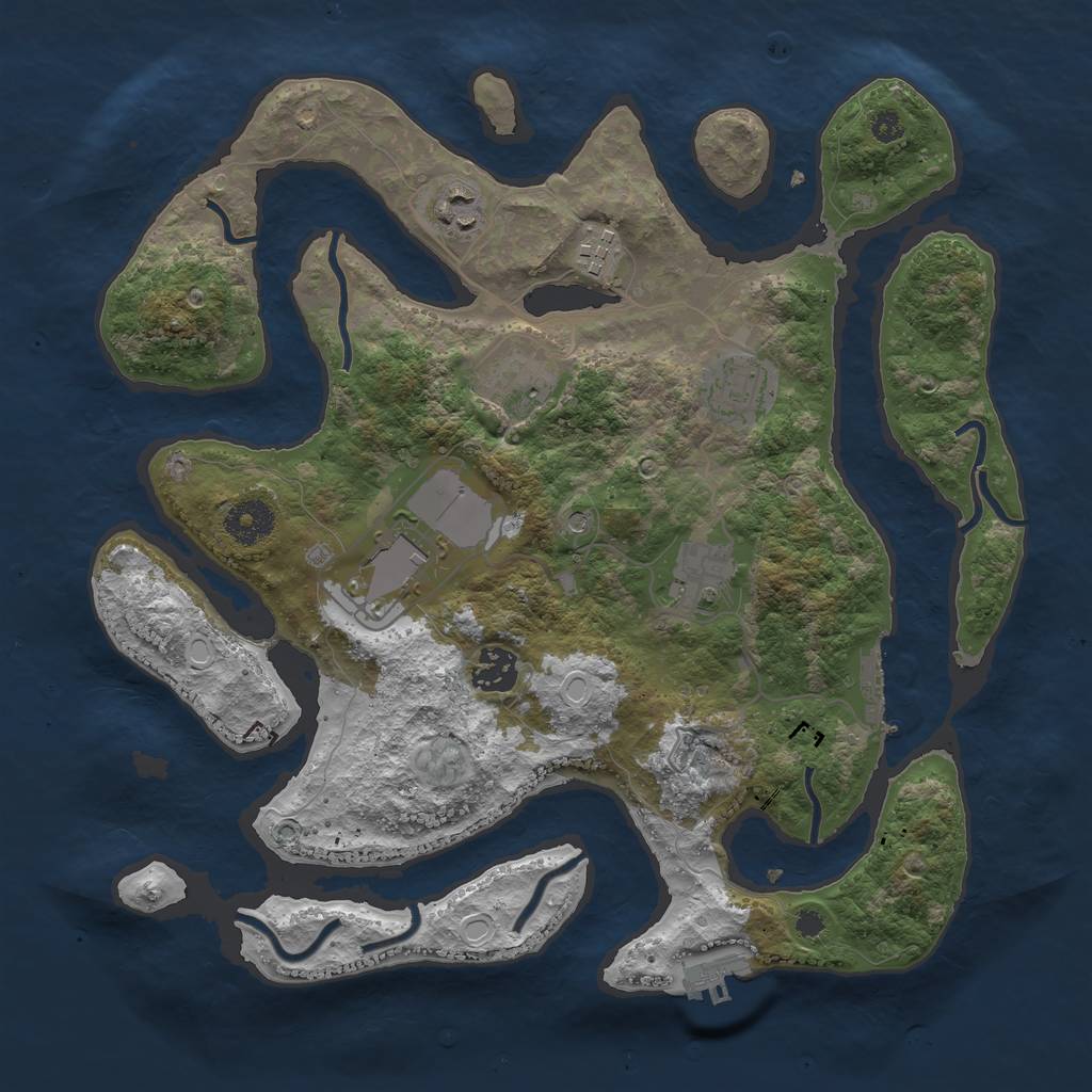 Rust Map: Procedural Map, Size: 3500, Seed: 129490, 15 Monuments