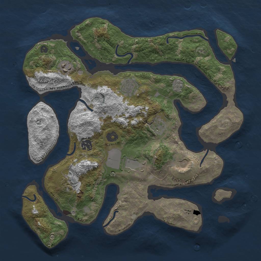 Rust Map: Procedural Map, Size: 3500, Seed: 608872, 11 Monuments