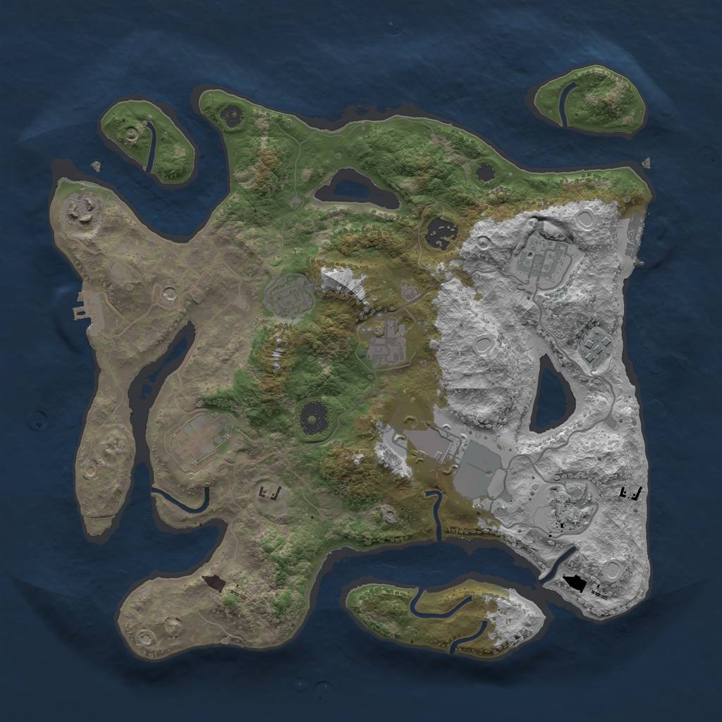 Rust Map: Procedural Map, Size: 3500, Seed: 264558, 20 Monuments