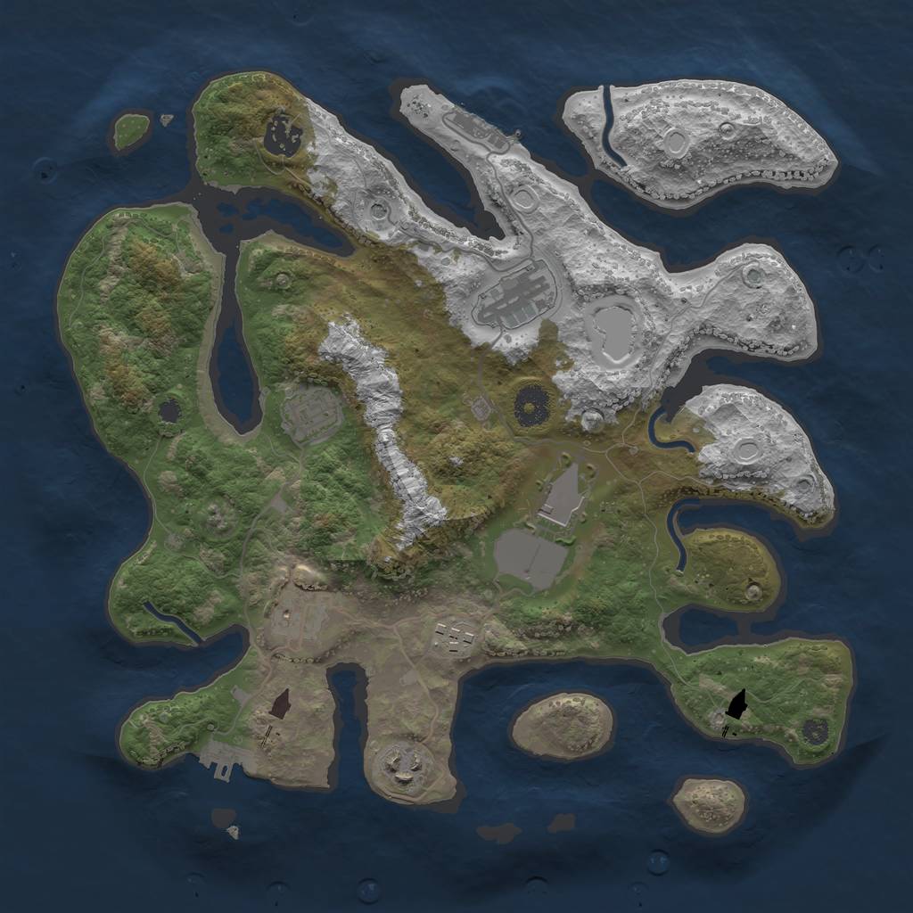 Rust Map: Procedural Map, Size: 3500, Seed: 884510, 15 Monuments