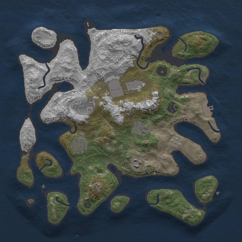 Rust Map: Procedural Map, Size: 3500, Seed: 559517, 11 Monuments