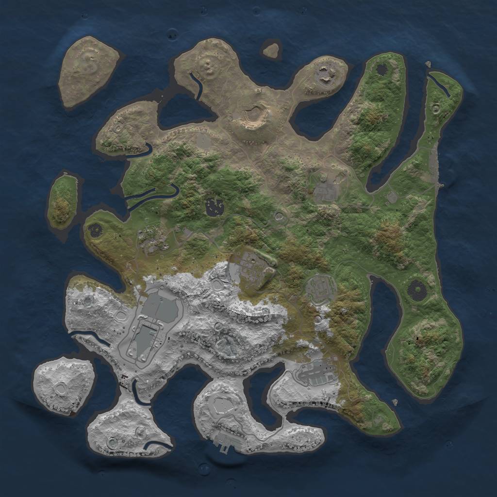 Rust Map: Procedural Map, Size: 3800, Seed: 10851984, 17 Monuments