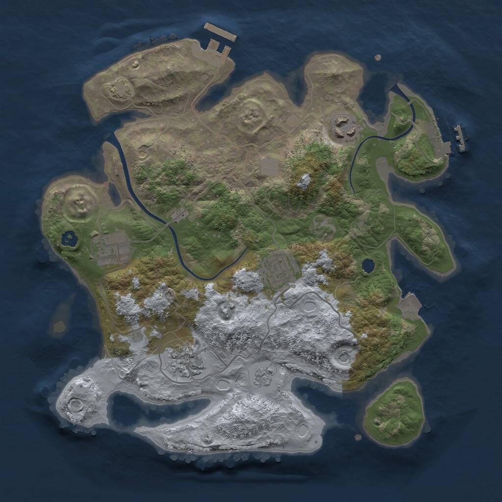 Rust Map: Procedural Map, Size: 3000, Seed: 2417496, 10 Monuments