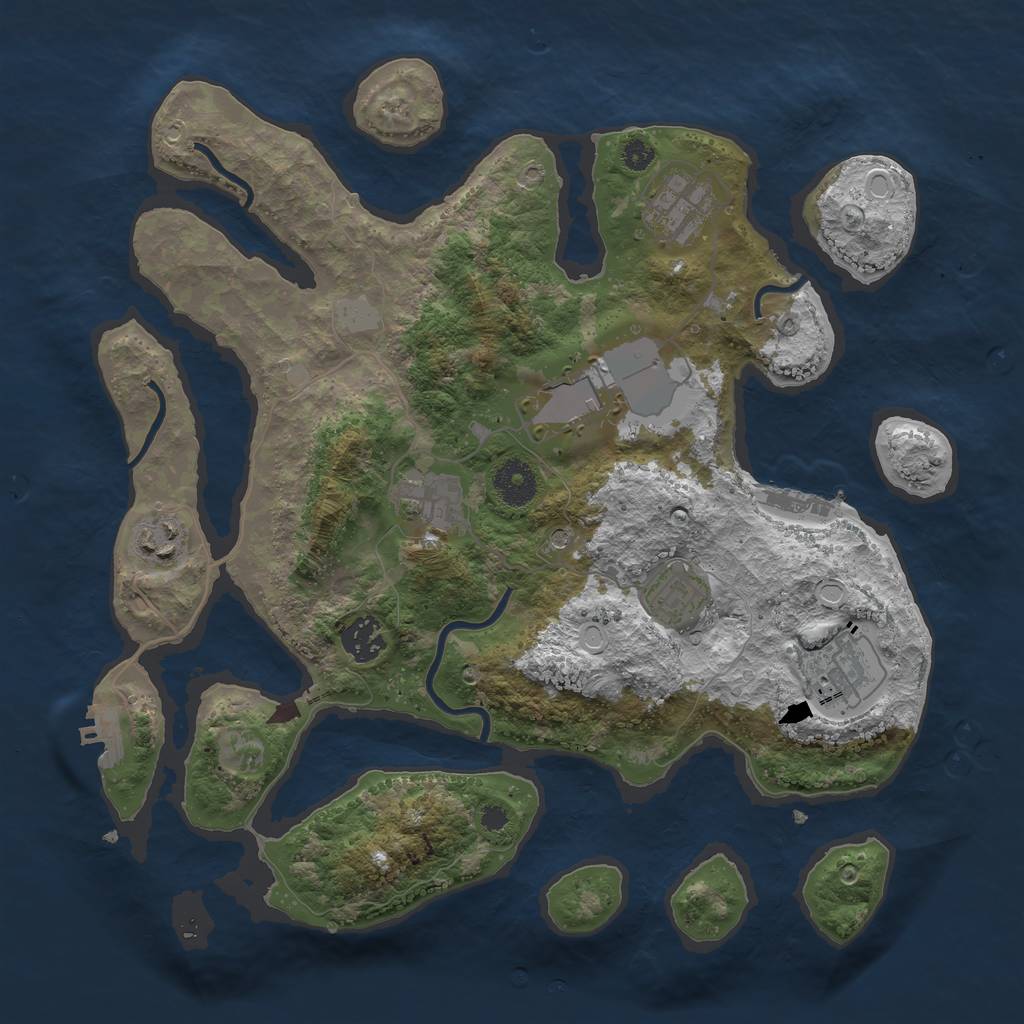 Rust Map: Procedural Map, Size: 3500, Seed: 768664, 15 Monuments