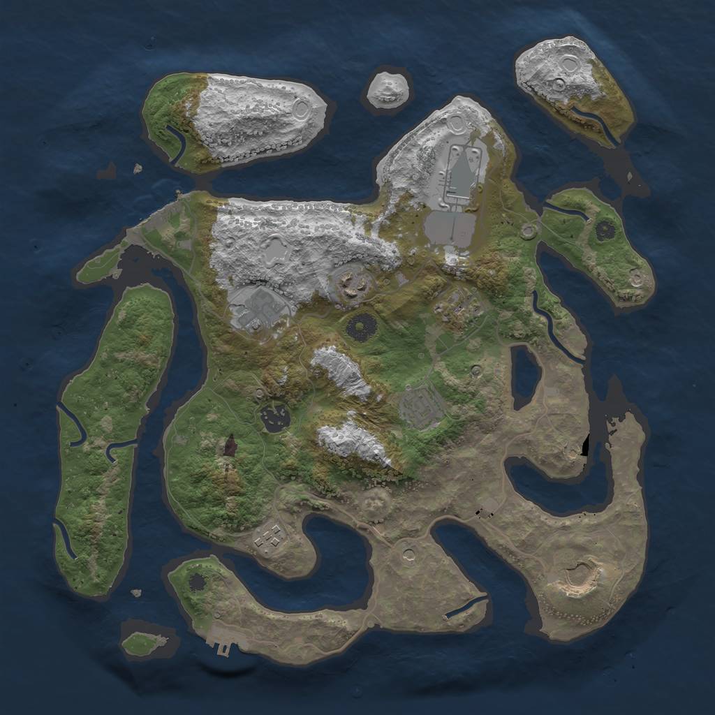 Rust Map: Procedural Map, Size: 3700, Seed: 685794366, 19 Monuments