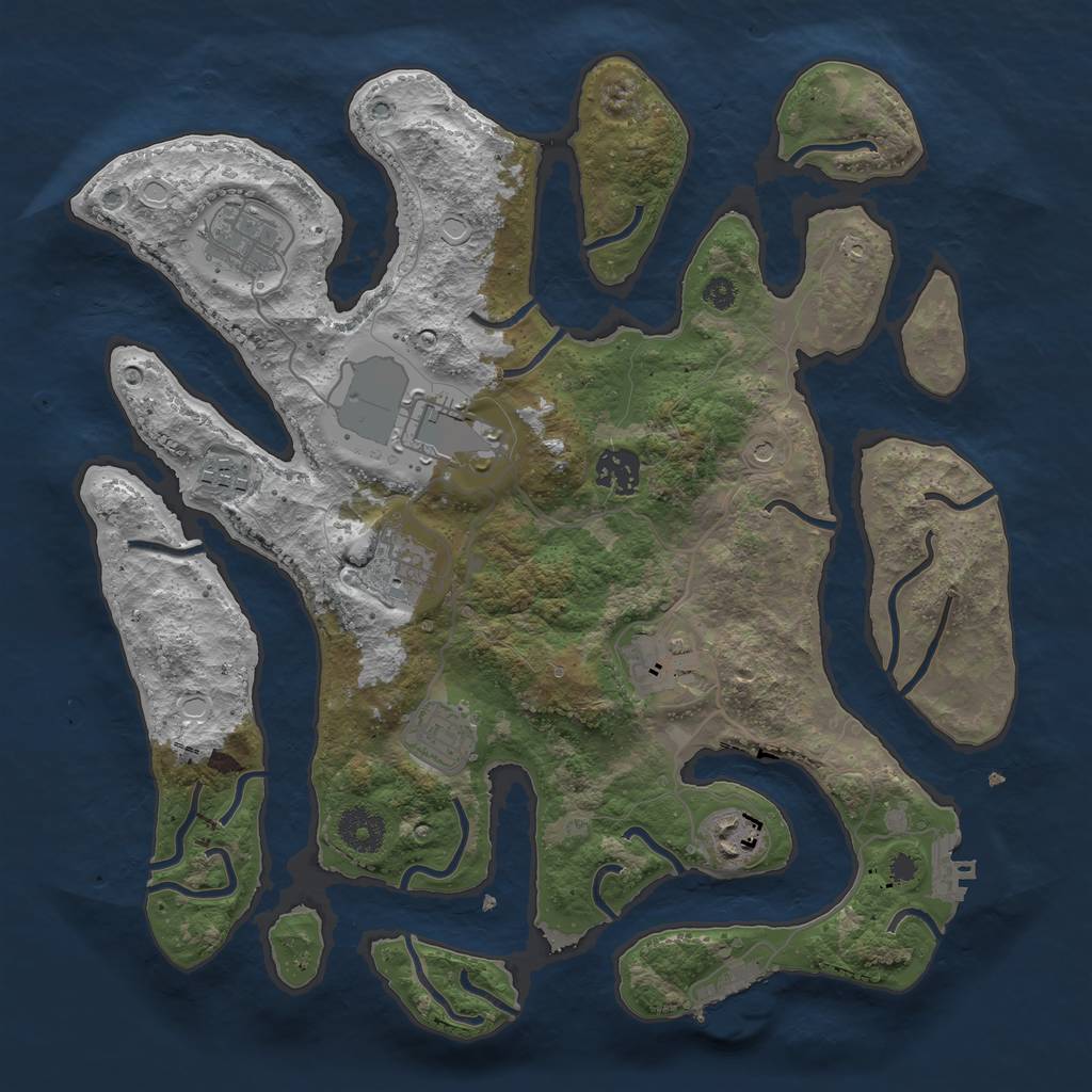 Rust Map: Procedural Map, Size: 3500, Seed: 945276, 19 Monuments