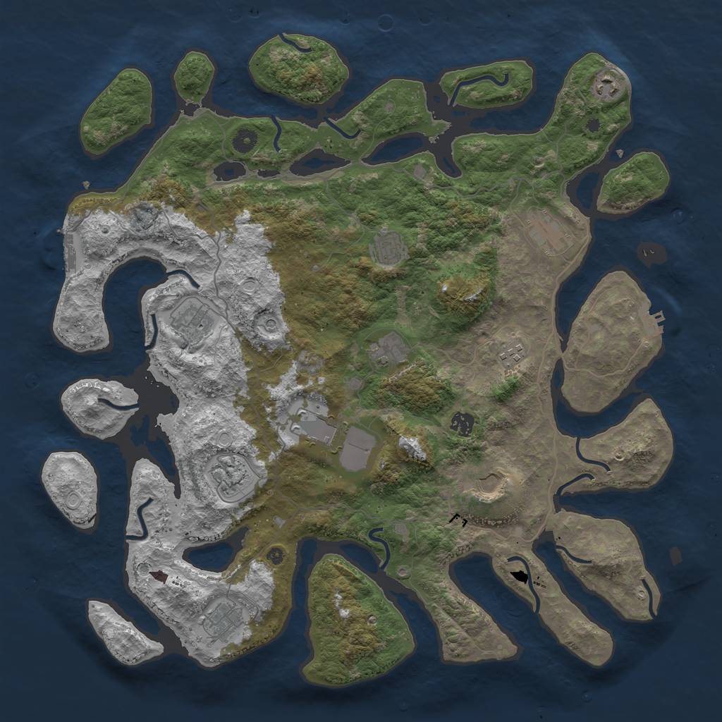 Rust Map: Procedural Map, Size: 4500, Seed: 1542499381, 22 Monuments