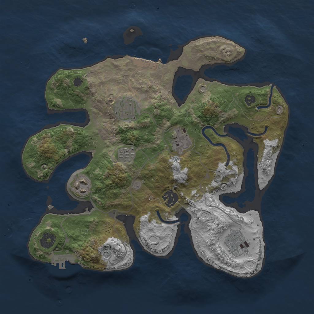 Rust Map: Procedural Map, Size: 3000, Seed: 2413455, 17 Monuments