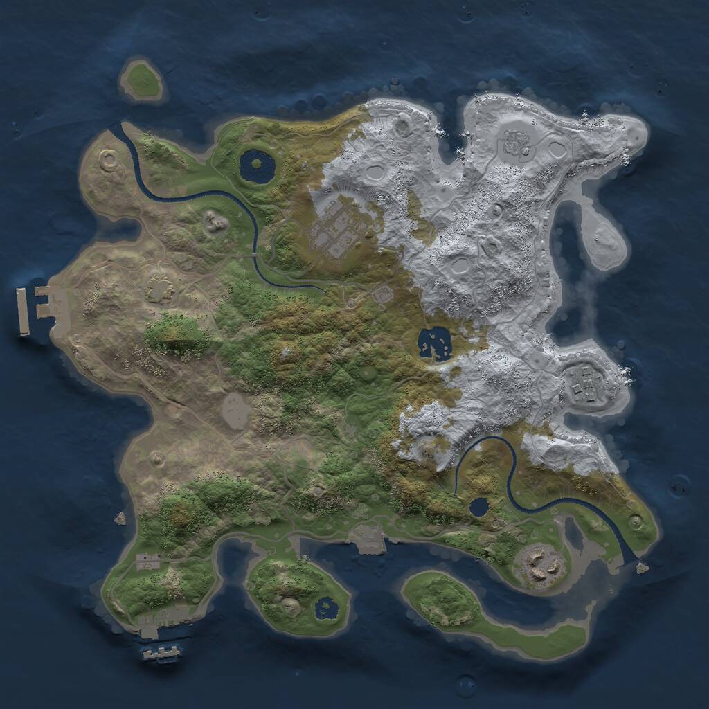 Rust Map: Procedural Map, Size: 3000, Seed: 1399713111, 9 Monuments