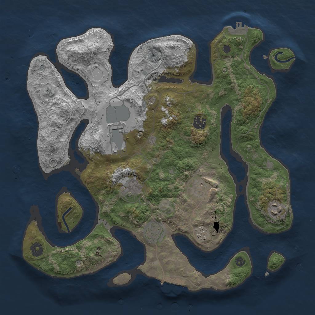 Rust Map: Procedural Map, Size: 3500, Seed: 338019, 18 Monuments