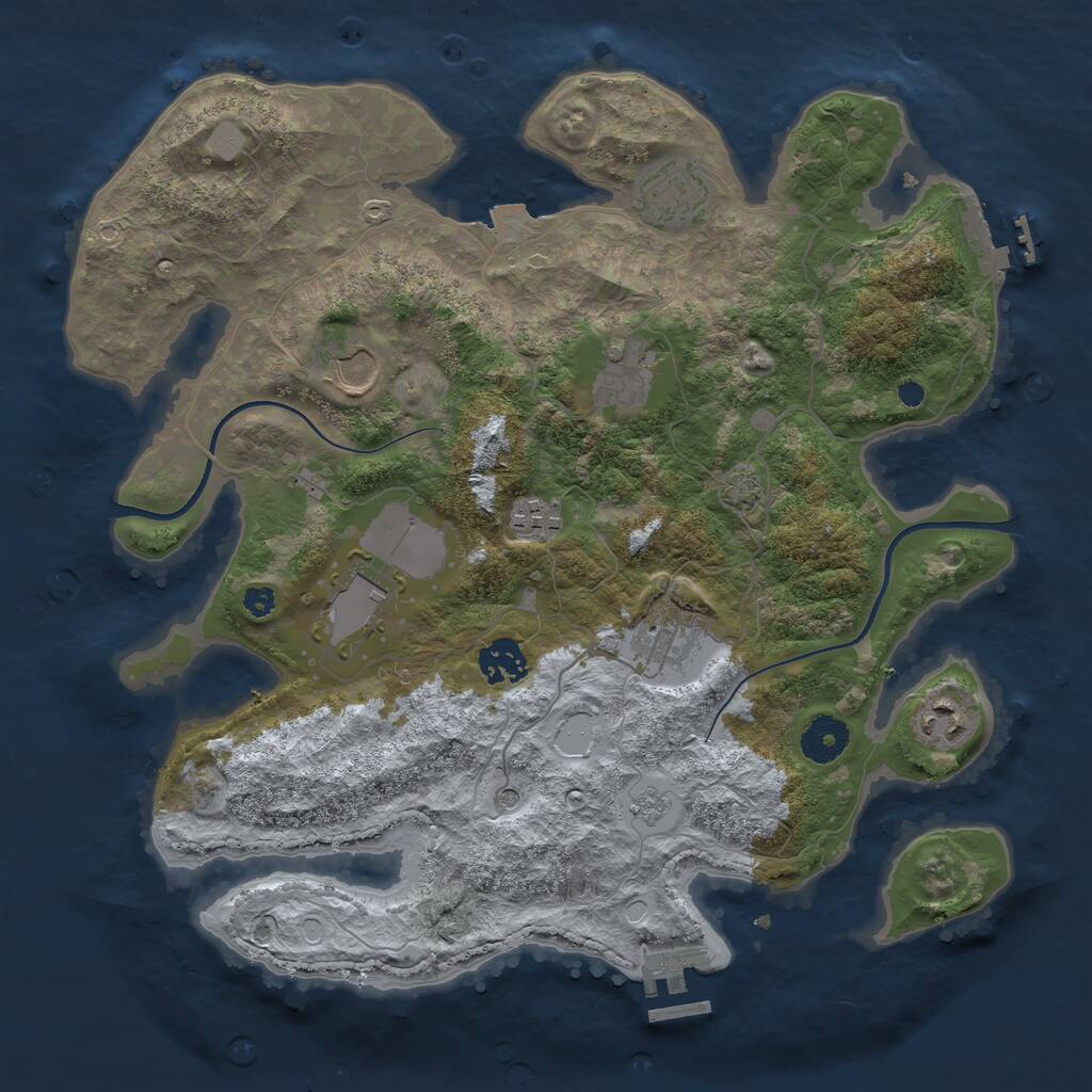 Rust Map: Procedural Map, Size: 3500, Seed: 253471, 14 Monuments