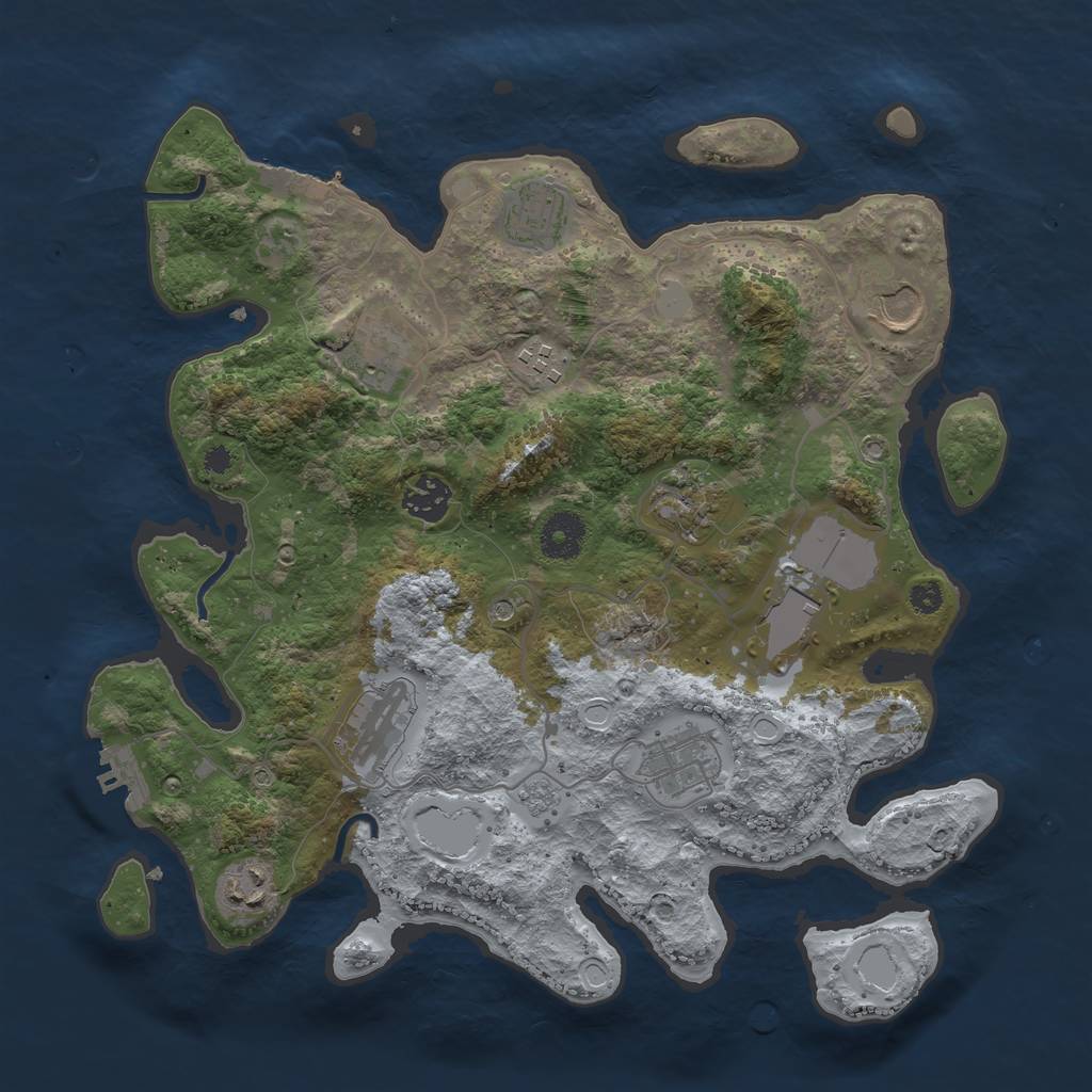 Rust Map: Procedural Map, Size: 3500, Seed: 754099, 17 Monuments