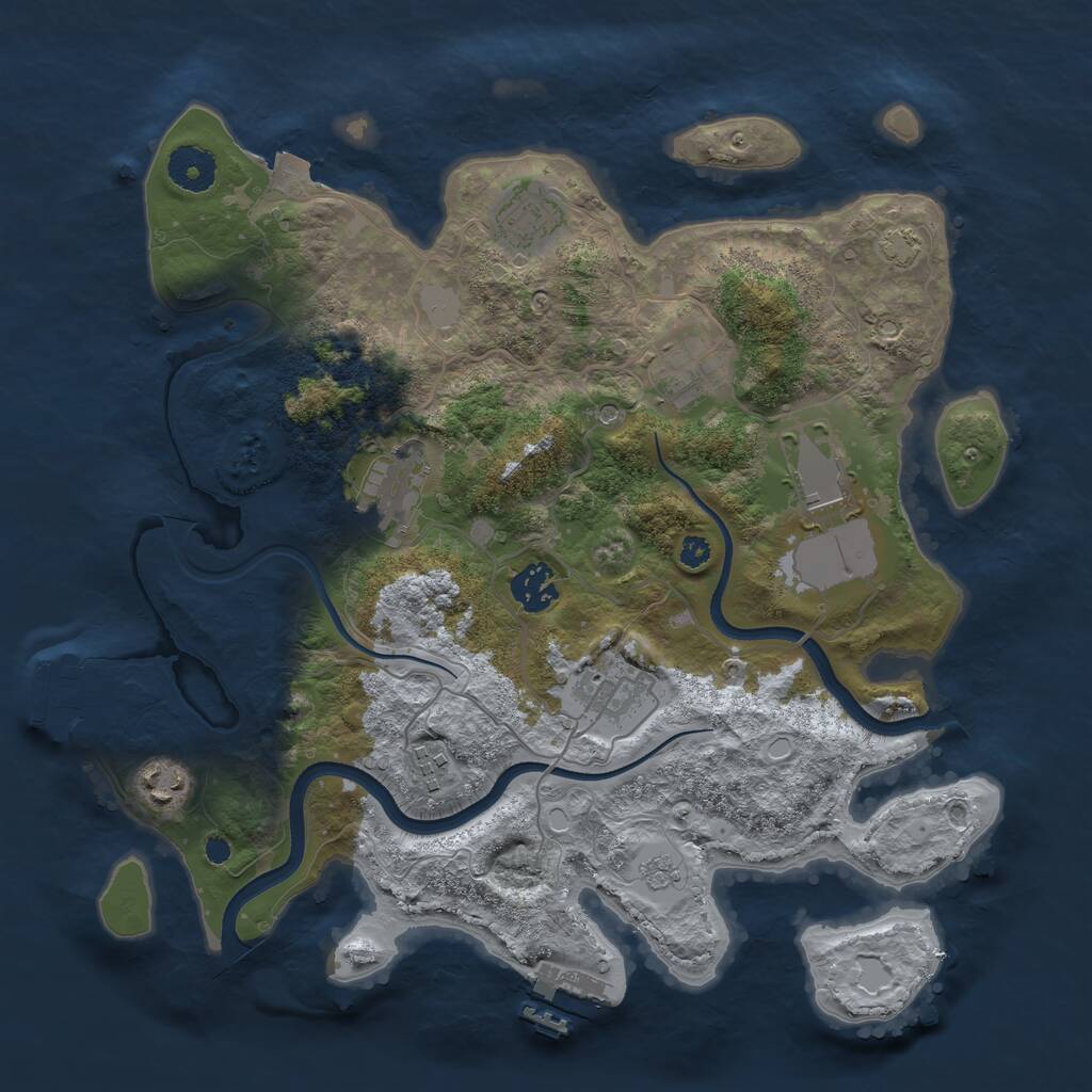 Rust Map: Procedural Map, Size: 3500, Seed: 754099, 14 Monuments