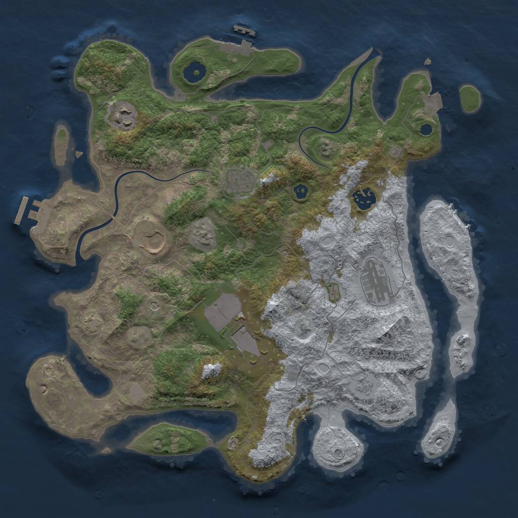 Rust Map: Procedural Map, Size: 3600, Seed: 331060570, 12 Monuments