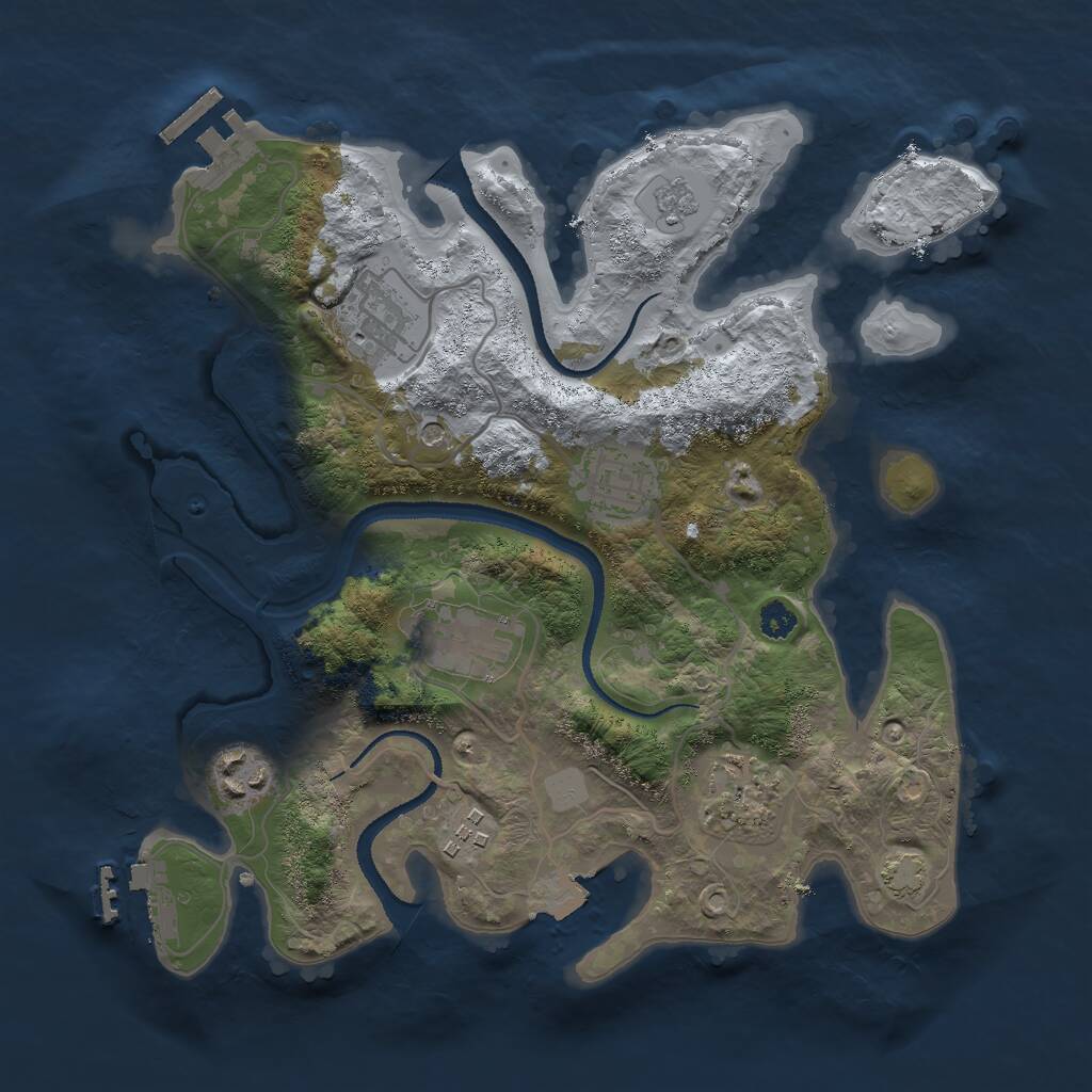 Rust Map: Procedural Map, Size: 3000, Seed: 864478901, 12 Monuments