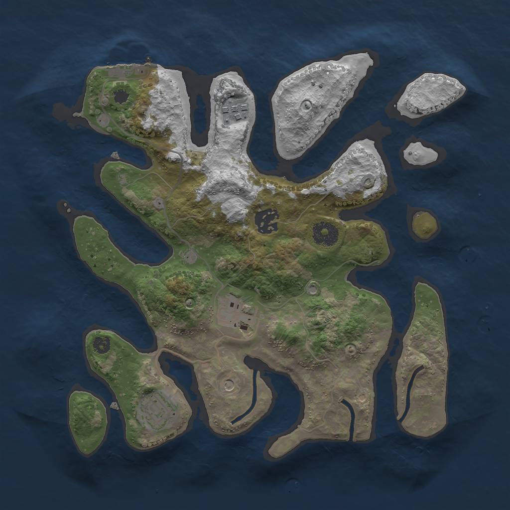 Rust Map: Procedural Map, Size: 3000, Seed: 864478901, 8 Monuments