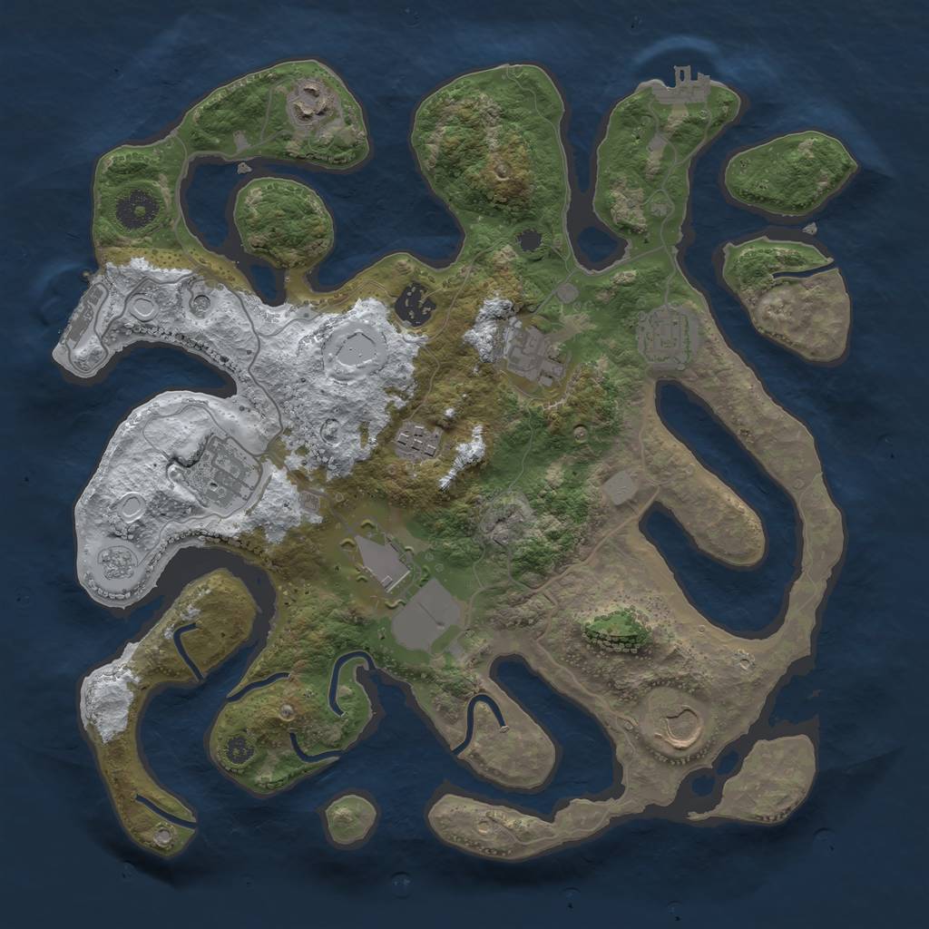 Rust Map: Procedural Map, Size: 3500, Seed: 348185, 17 Monuments