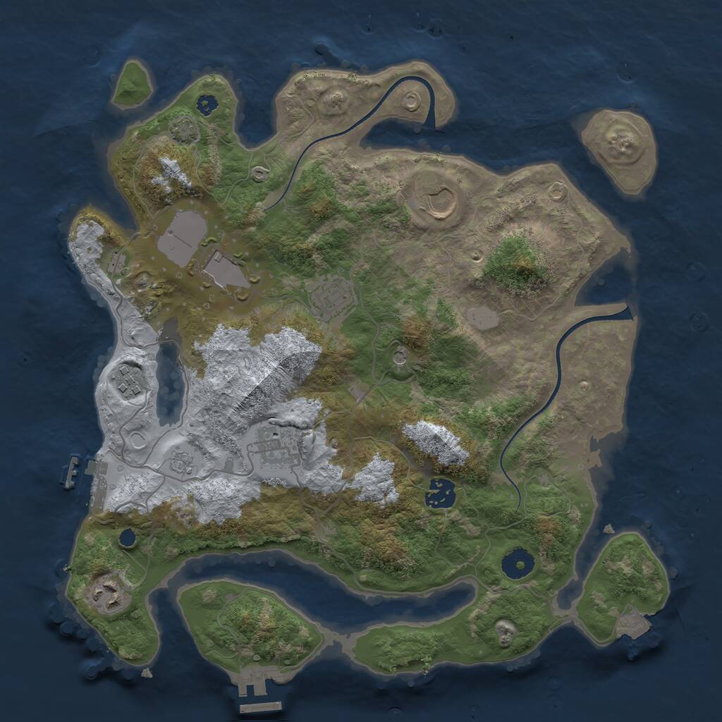 Rust Map: Procedural Map, Size: 3500, Seed: 55278, 13 Monuments