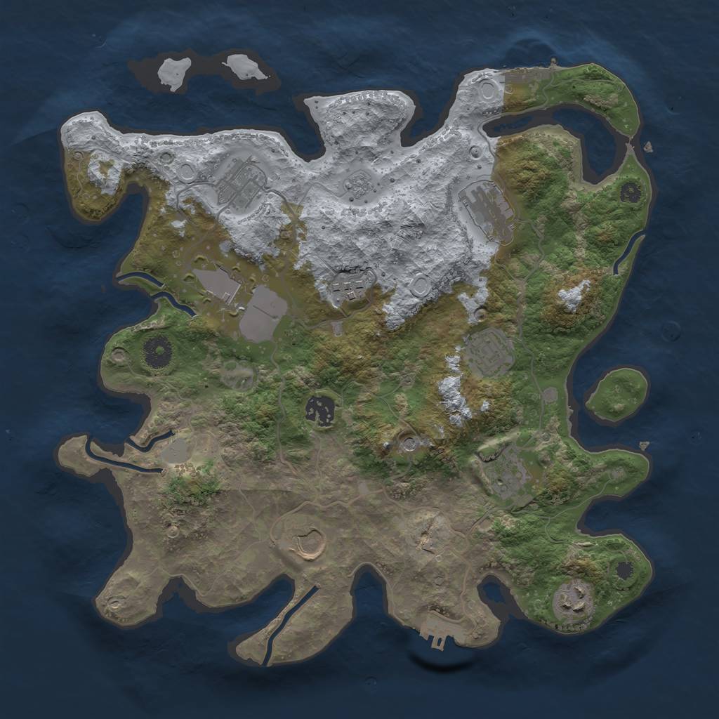 Rust Map: Procedural Map, Size: 3500, Seed: 346689, 16 Monuments