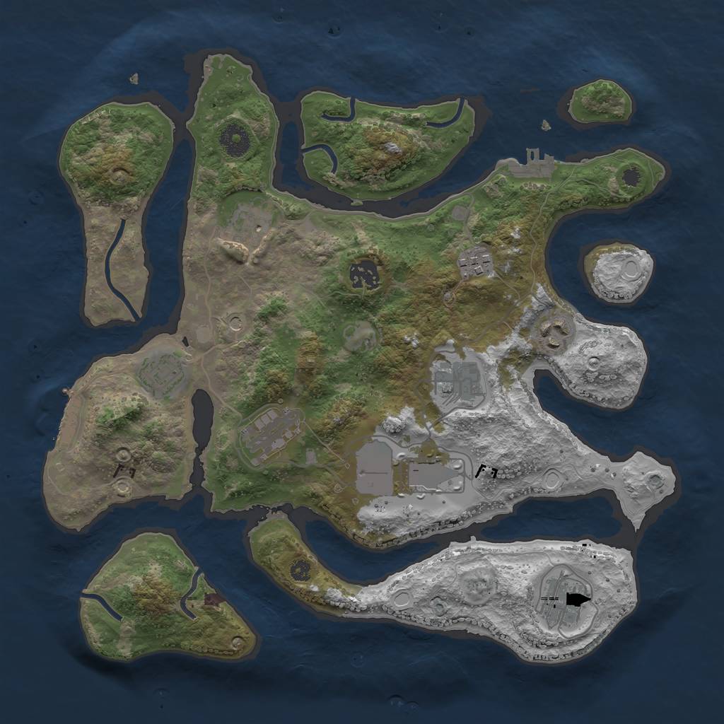 Rust Map: Procedural Map, Size: 3500, Seed: 868655640, 17 Monuments