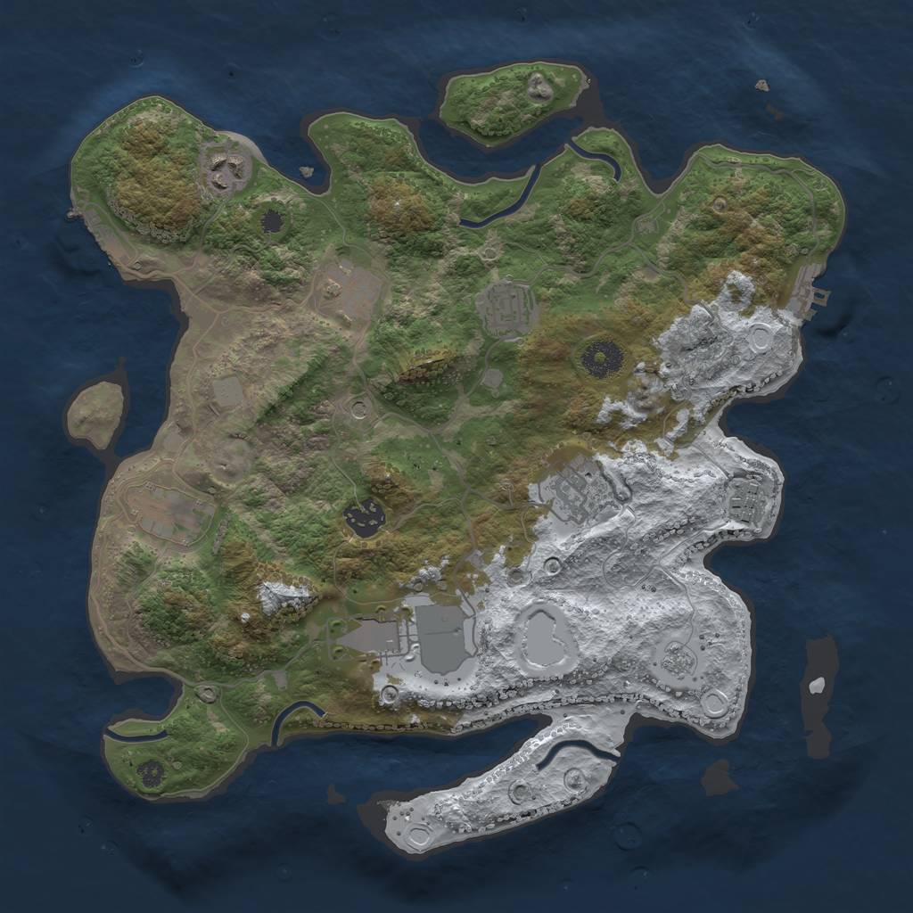 Rust Map: Procedural Map, Size: 3500, Seed: 867114, 17 Monuments