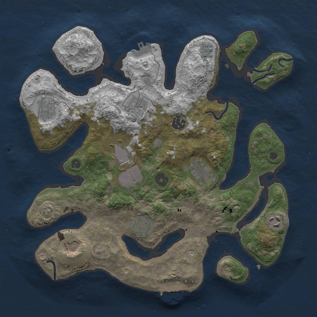 Rust Map: Procedural Map, Size: 3500, Seed: 1524053964, 17 Monuments