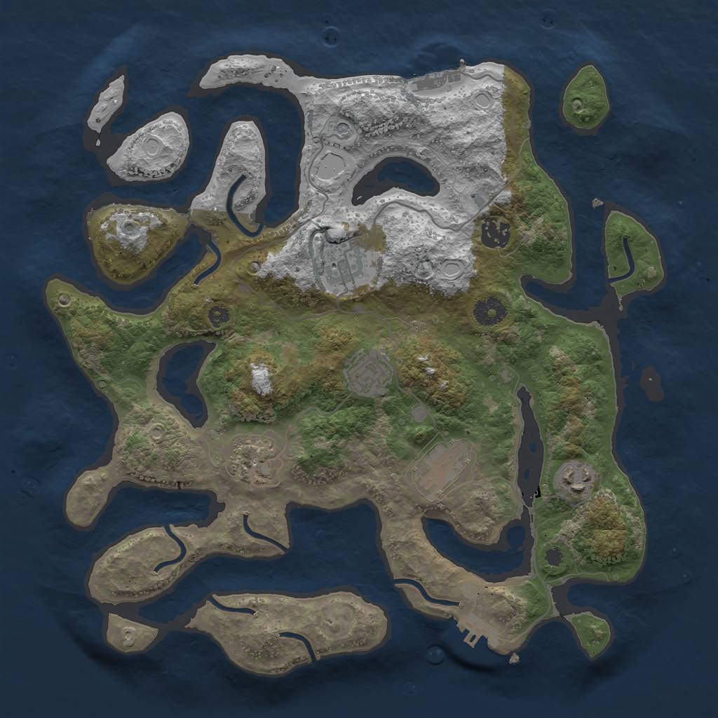 Rust Map: Procedural Map, Size: 3500, Seed: 579504, 17 Monuments