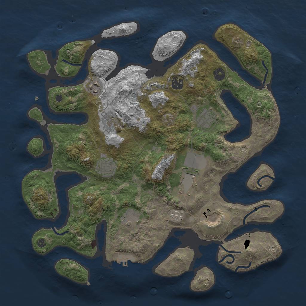 Rust Map: Procedural Map, Size: 3727, Seed: 439674620, 16 Monuments