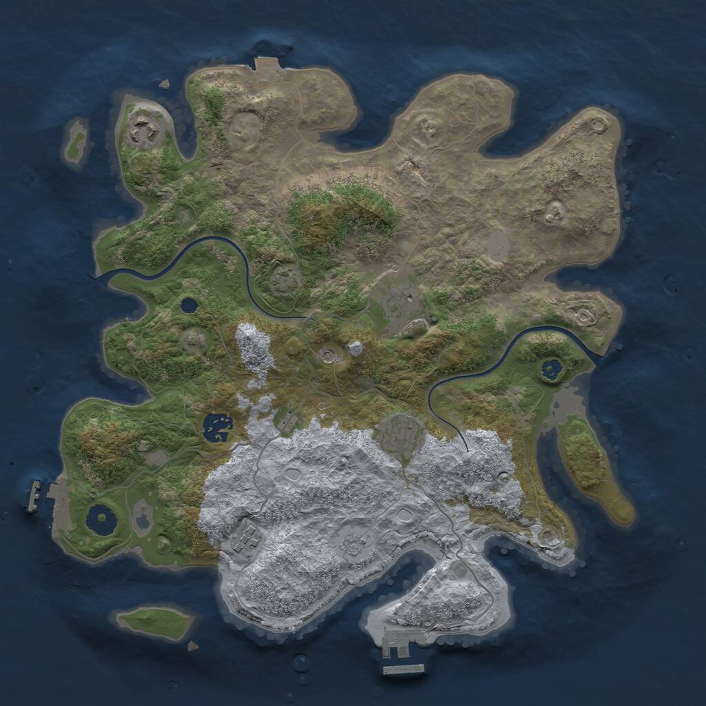 Rust Map: Procedural Map, Size: 3500, Seed: 268058, 11 Monuments