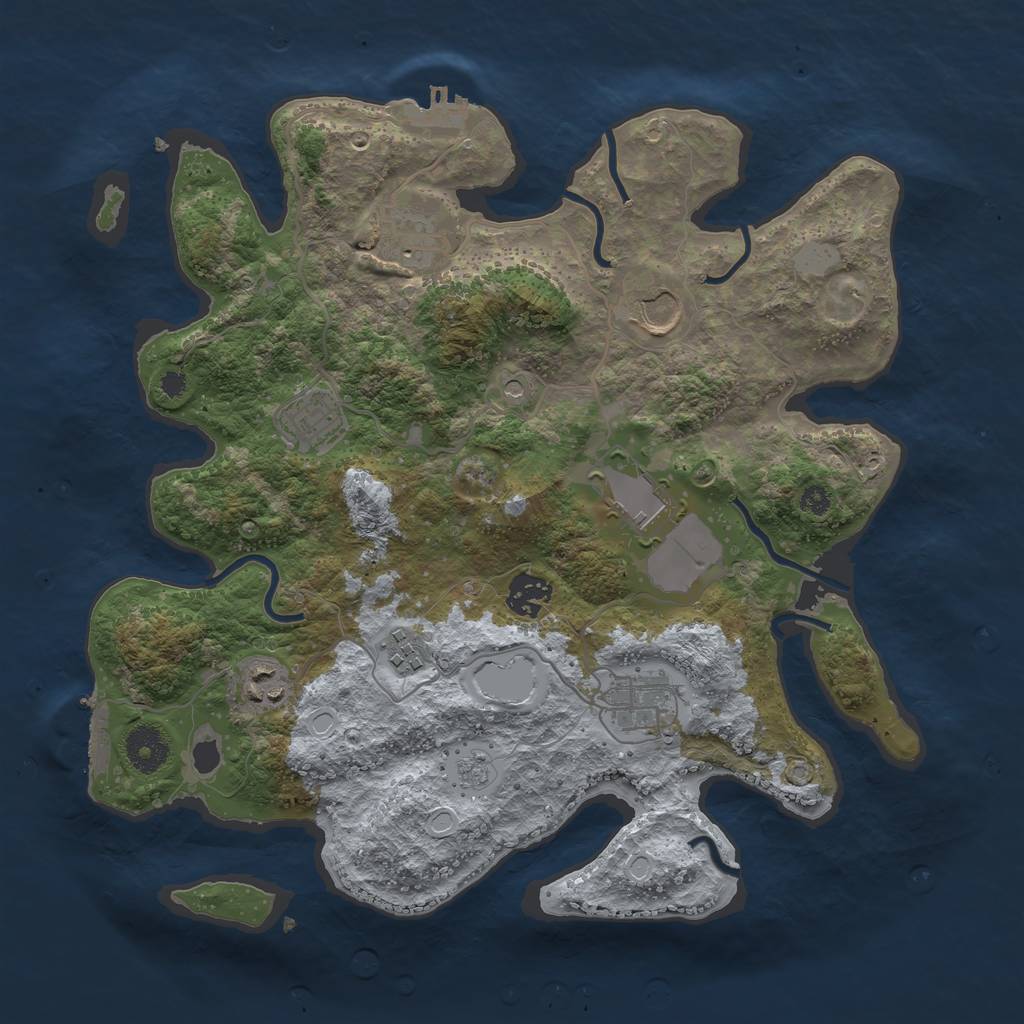 Rust Map: Procedural Map, Size: 3500, Seed: 268058, 15 Monuments