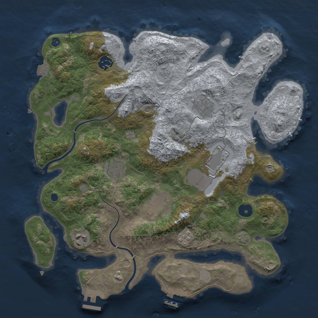 Rust Map: Procedural Map, Size: 3500, Seed: 1793172508, 13 Monuments