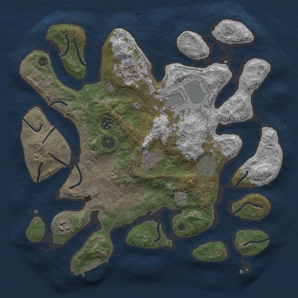 Rust Map: Procedural Map, Size: 3500, Seed: 578050916, 14 Monuments